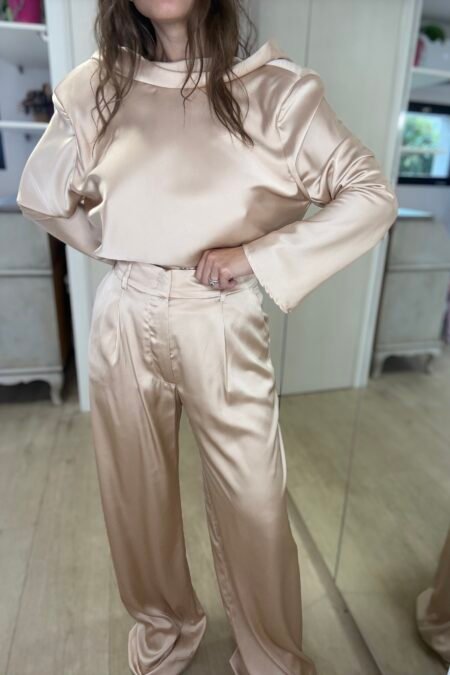 Sleek satin pants beige/CKontova παντελόνι