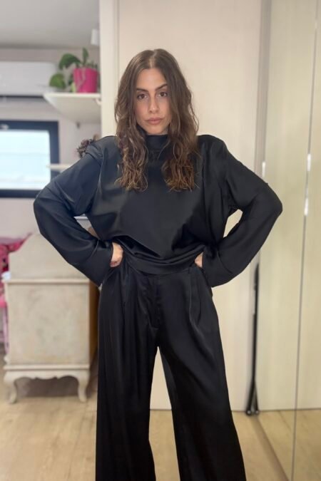 Sleek drapping blouse black/CKontova μπλούζα