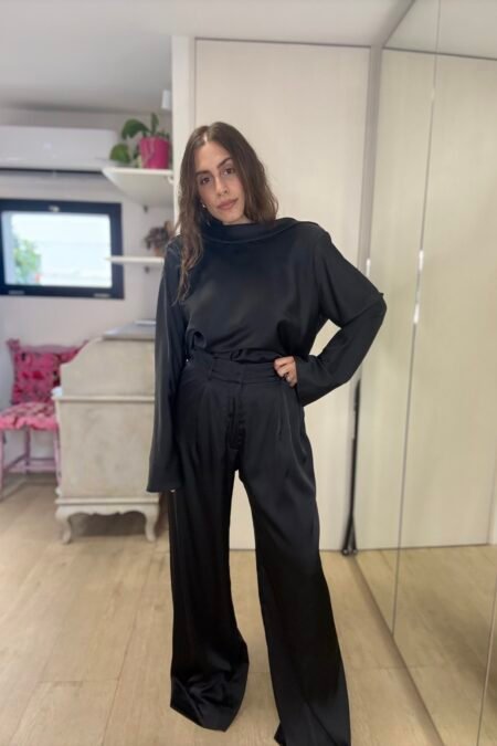 Sleek satin pants black/CKontova παντελόνι