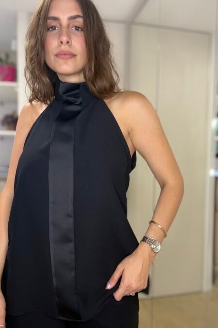 Black power halter blouse/CKontova μπλούζα