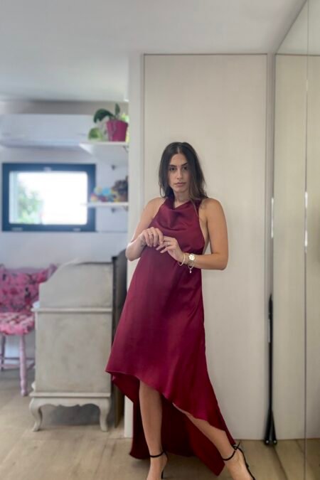 Bordeaux sleek asymmetric dress/Ckontova φόρεμα