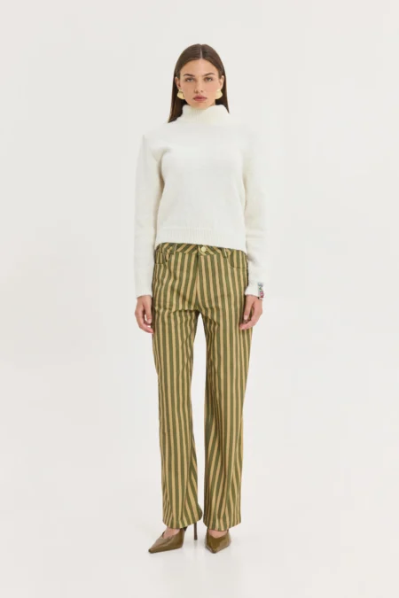 Flux Pants (Khaki stripes)/Hemithea παντελόνι