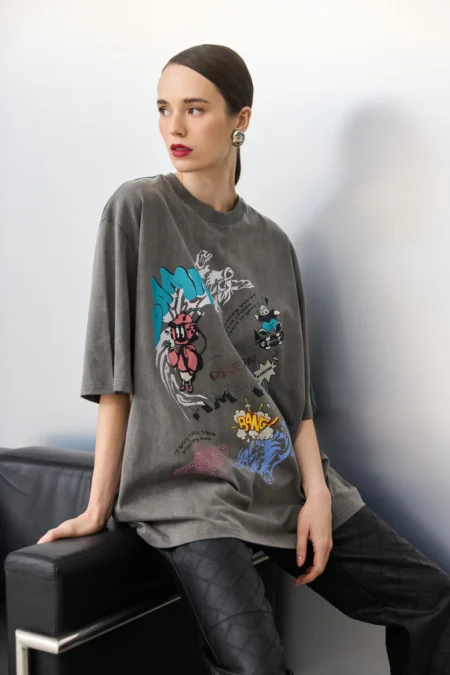 Cheetah Used Grey T-Shirt (Rock on)/Hemithea t-shirt