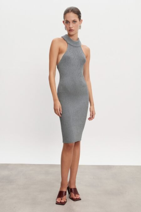 Eva knitted midi grey dress/Nadia Rapti φόρεμα