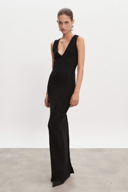 Magnetic knitted maxi dress black/Nadia Rapti φόρεμα