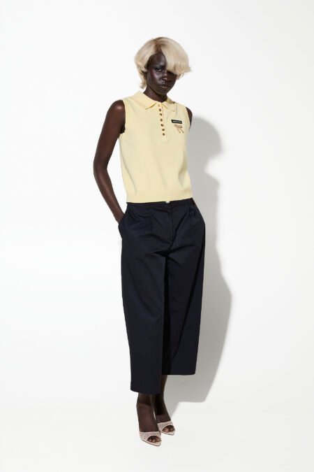 Pants basic with buttons black/Milk White παντελόνι