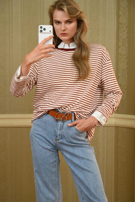 Blouse 002 stripes Maroon/Boom μπλούζα