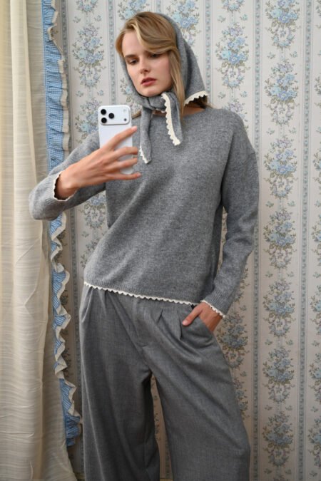Knit with scarf 015 Grey/Boom μπλούζα