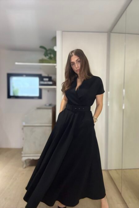 Fold over midi dress black/CKontova φόρεμα