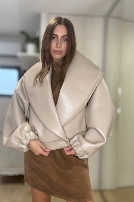 Leather look bomber beige/CKontova μπουφάν