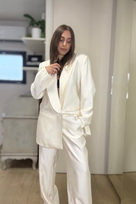 Elegant smocking blazer white/CKontova σακάκι