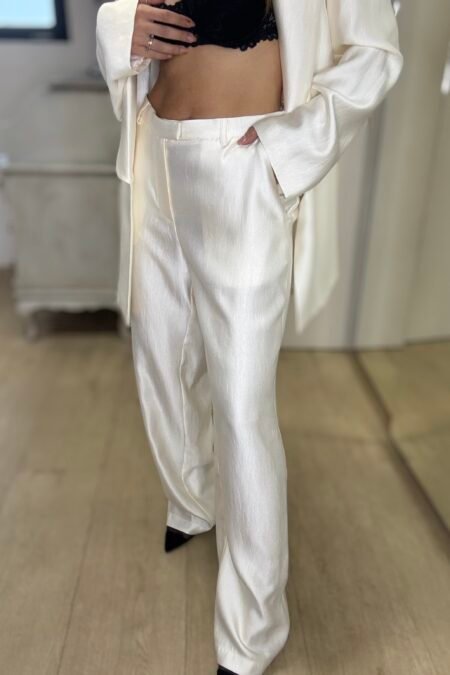 Elegant high waist pants white/CKontova παντελόνι