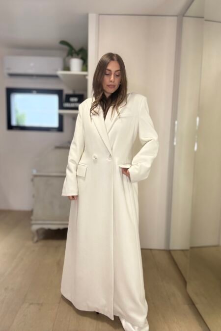 Belted coat white/CKontova παλτό