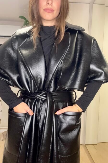 Leather trench coat black/CKontova καπαρντίνα
