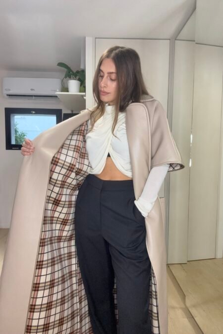 Leather trench coat beige/CKontova καπαρντίνα