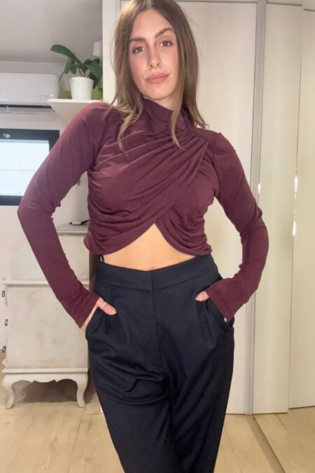 Bordeaux crossover draped top/CKontova μπλούζα