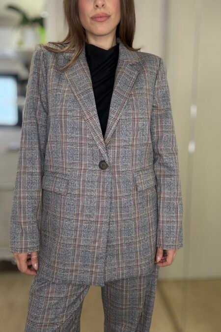 Amara blazer plaid grey/New Age σακάκι