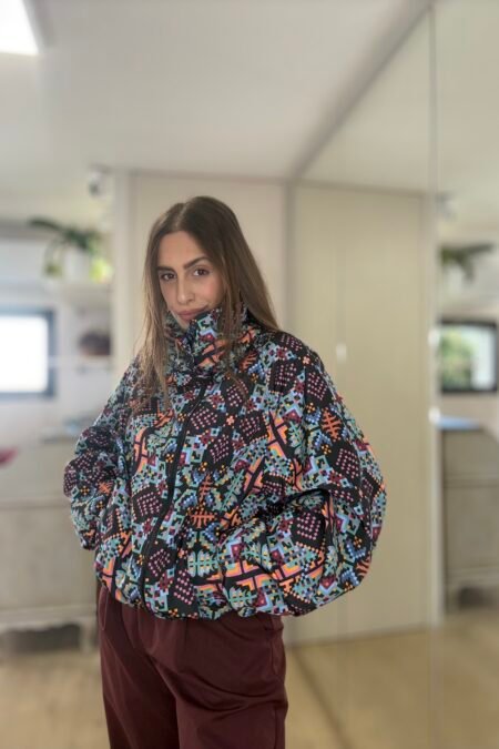 Anemos bomber black with geometric patterns/New Age ζακέτα