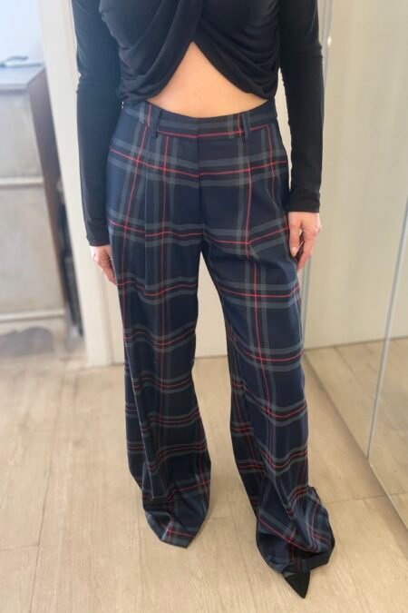 Navy plaid loose pants/CKontova παντελόνι
