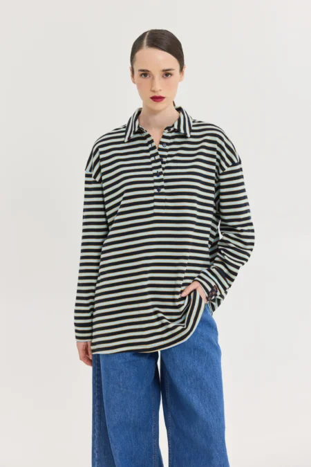 Sidecar Sweatshirt (Dark Blue Stripes)/Hemithea μπλούζα
