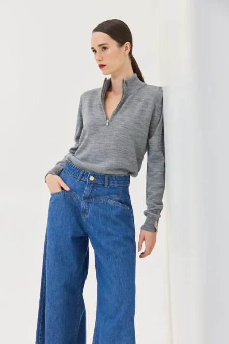 Space Knitted Top (Grey)/Hemithea τοπ