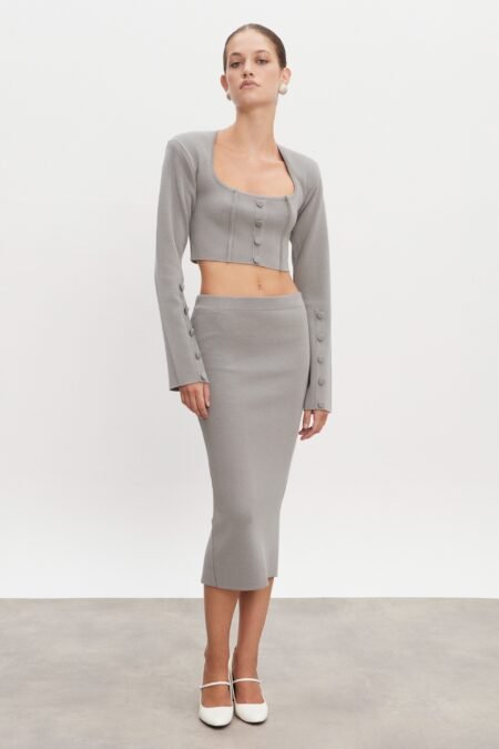 Heaven knitted cardigan top grey/Nadia Rapti top πλεκτό